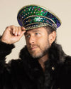 Men's Festival Hat - Captain Hat | Sequin Blue Green Hummingbird