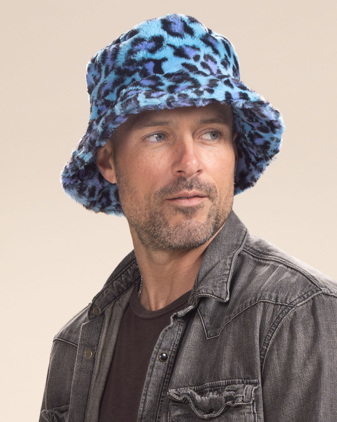 Electric Blue Lynx Collector Edition Faux Fur Bucket Hat | Men&#39;s