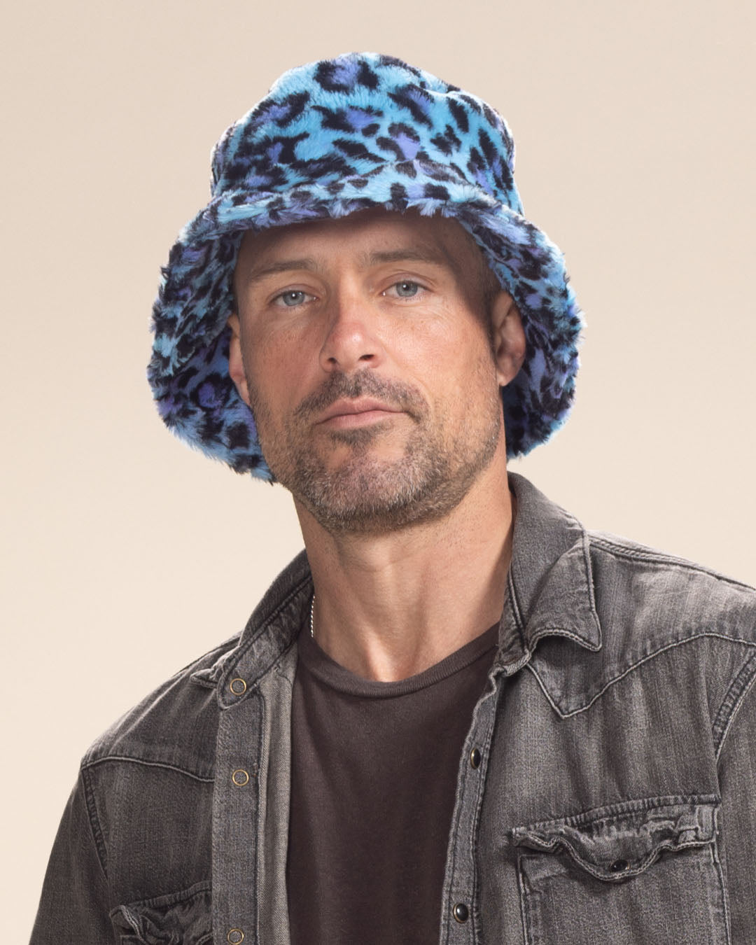 Electric Blue Lynx Collector Edition Faux Fur Bucket Hat | Men's