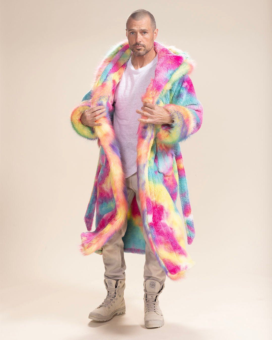 Men's Luxury Robe, Luxury Bathrobe | Rainbow Bear - SpiritHoods