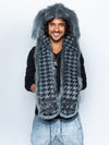 Man wearing faux fur Nasty Rabbit 2.0 LE SpiritHood, front view
