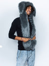 Man wearing faux fur Nasty Rabbit 2.0 LE SpiritHood, side view 2