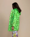 Bold streetwear for women featuring a neon green leopard luxe fake fur coat with a relaxed, comfortable fit.