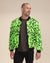 Neon Green Leopard Ultra Soft Faux Fur Bomber Jacket | Men's
