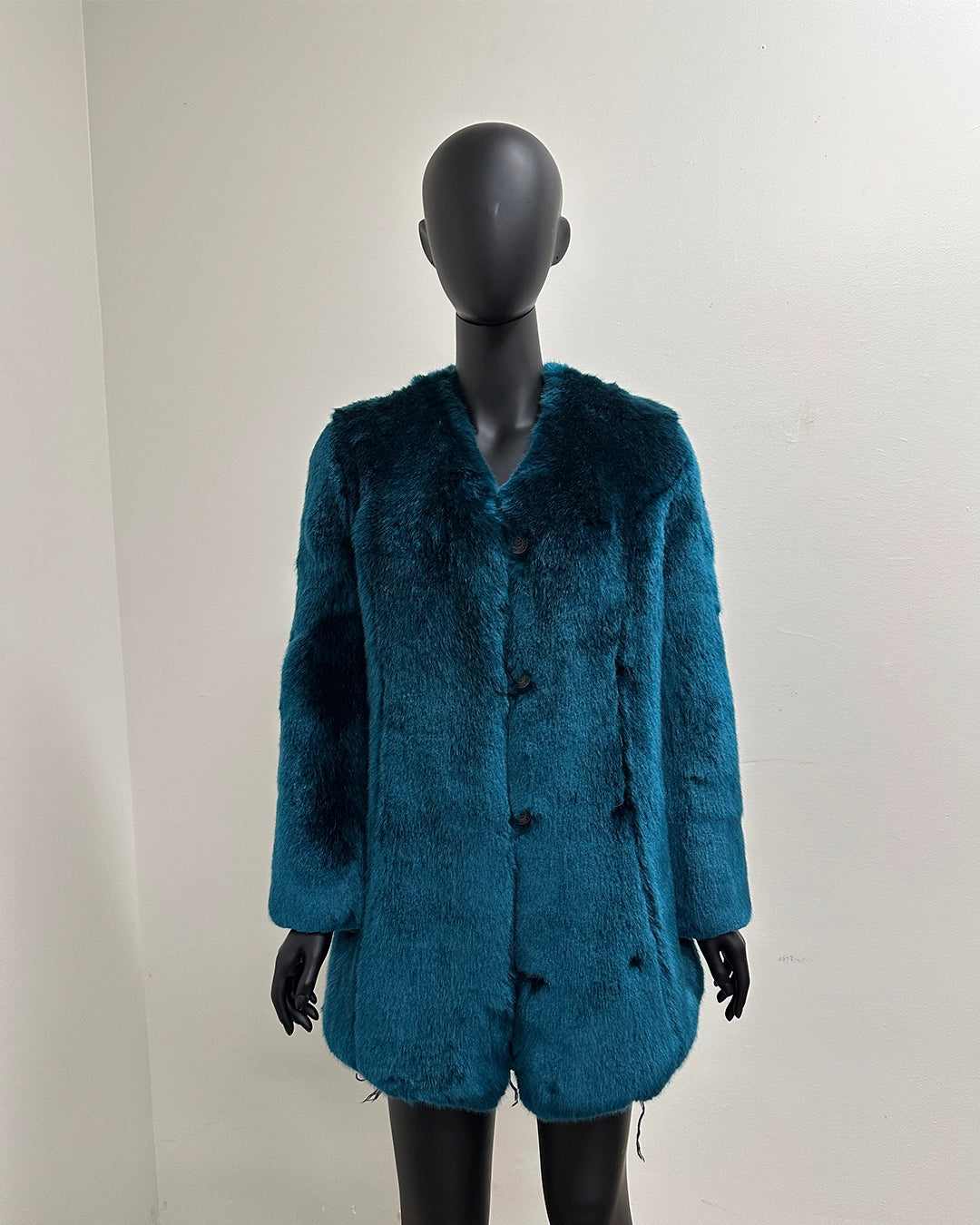 *Last Stock* Luxe V-Neck Faux Fur Coat | Royal Wolf - X-Small