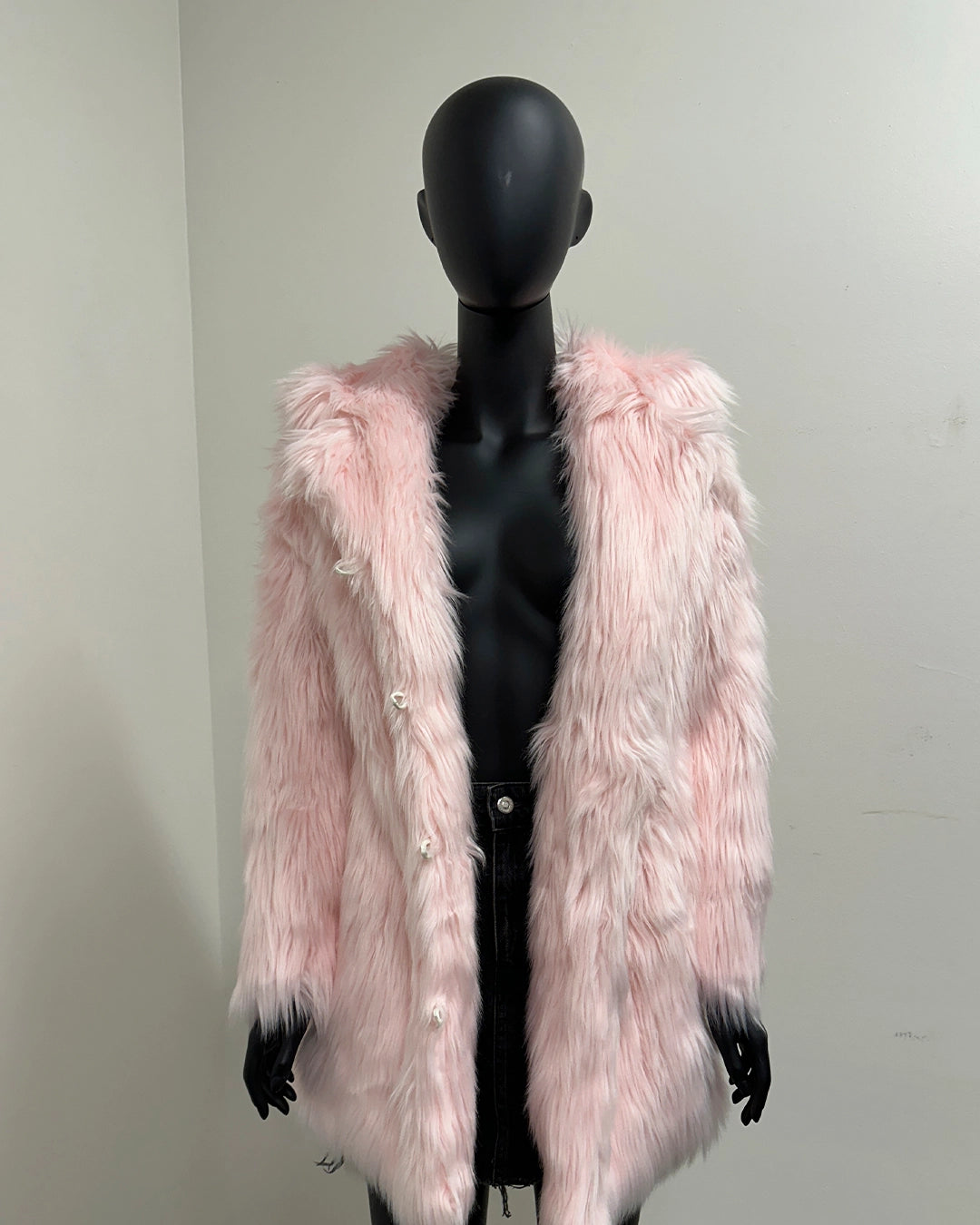 *Sample* Classic Pink Faux Fur Coat | Flamingo Wolf -X-Small
