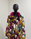 *Sample* Long Faux Fur Coat | Rainbow Butterfly - X-Small