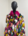 *Sample* Long Faux Fur Coat | Rainbow Butterfly - X-Small