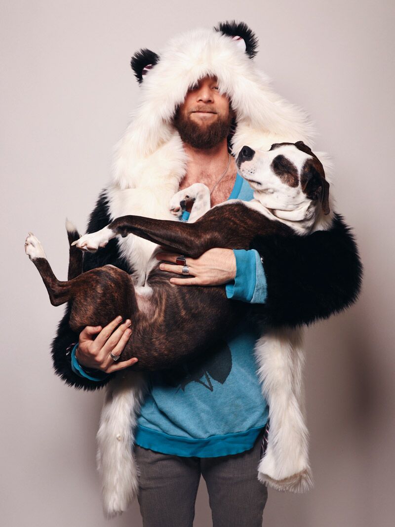 Man wearing Limited Edition Panda Faux Fur Coat