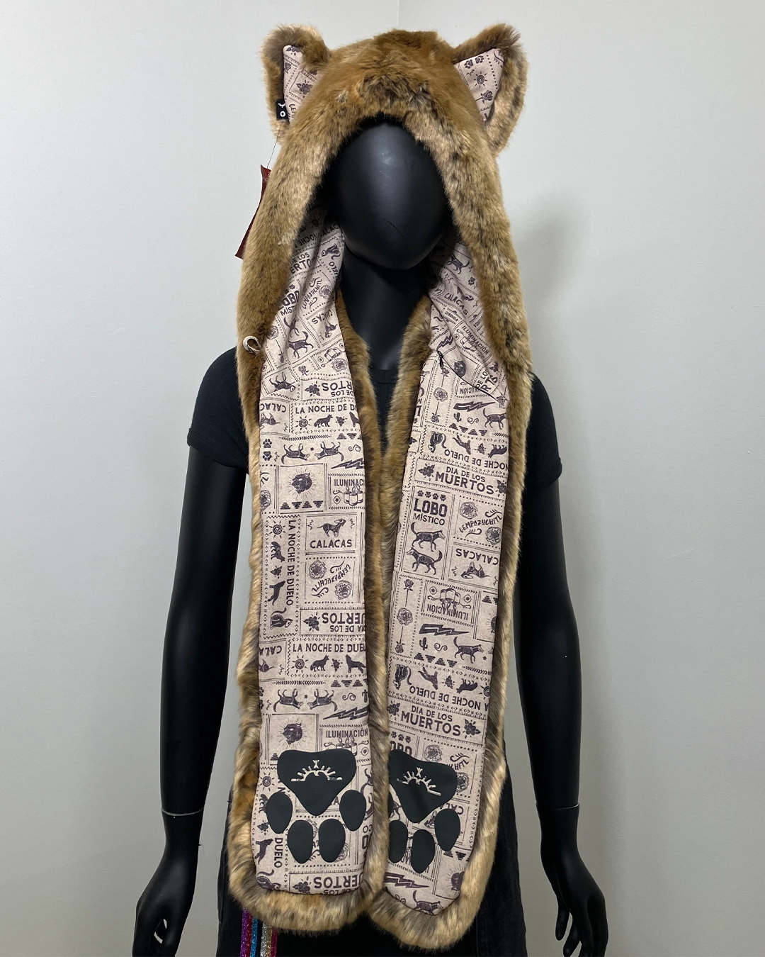 *Last Stock* Dia De Los Muertos Luxe C.E Faux Fur SpiritHood | Coyote