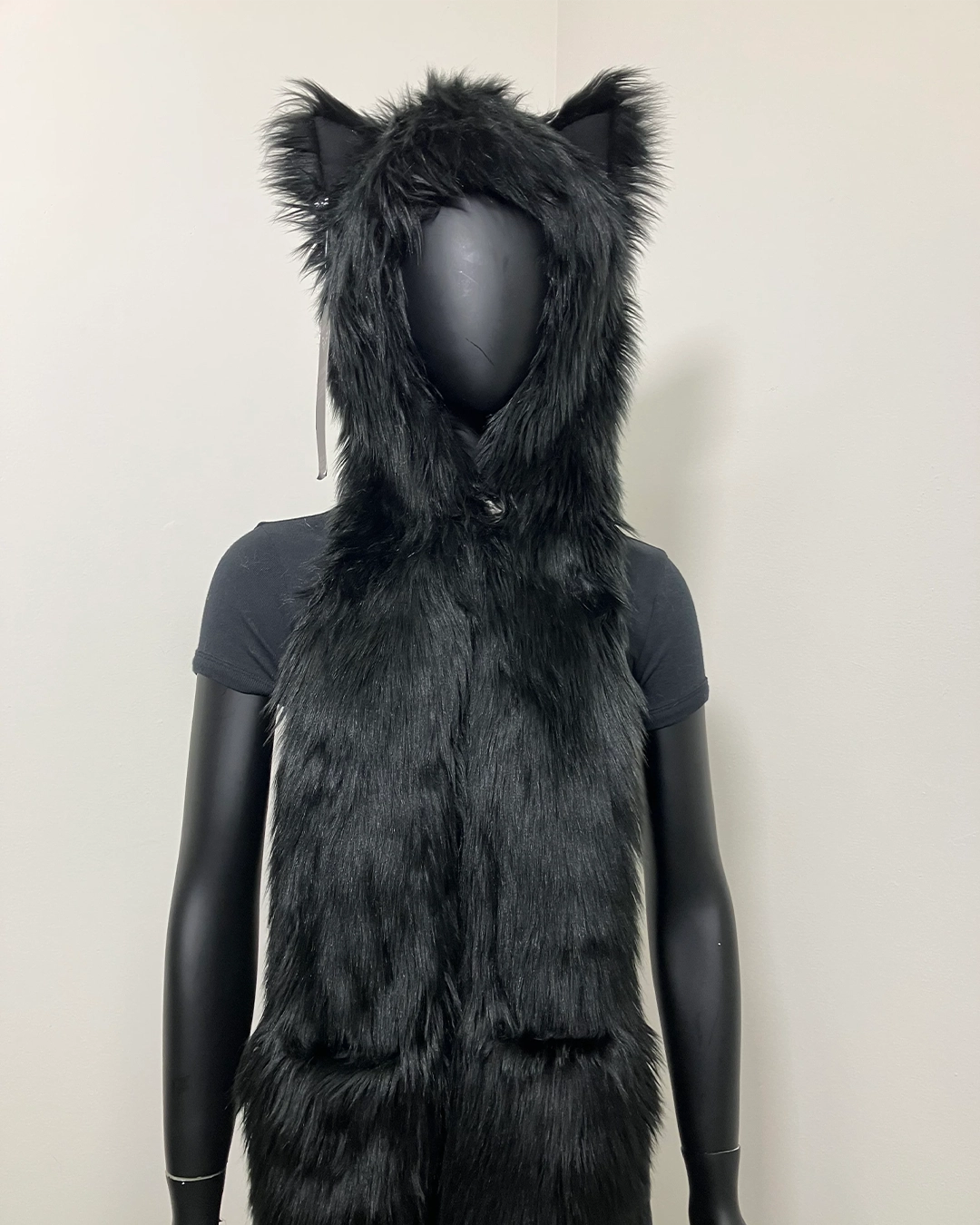 *Last Stock* Faux Fur SpiritHood | Black Wolf
