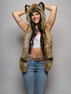 Woman Wearing Santa Fe Wolf Collector Edition SpiritHood