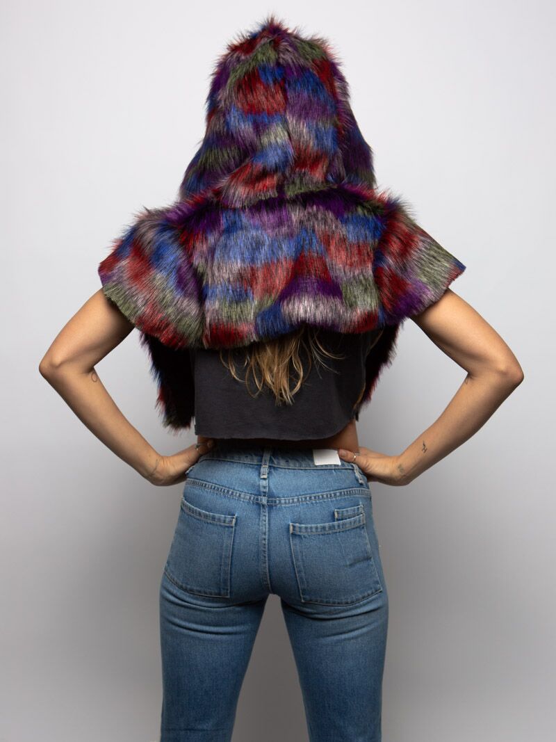 Blue, Red, and Purple Limited Edition Parrot Shawl SpiritHood on Female