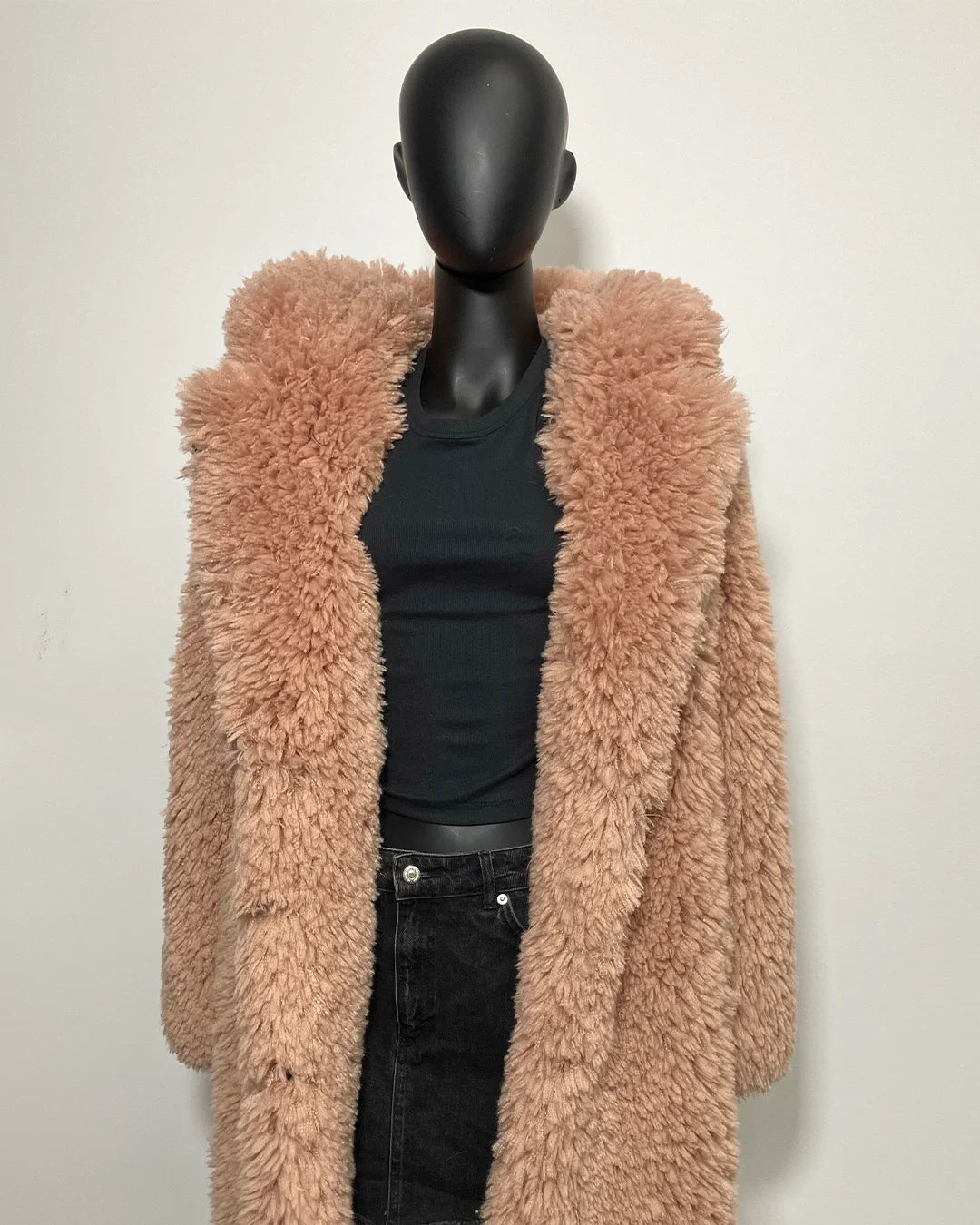 *One Of A Kind* Classic Faux Fur Coat | Blush Leopard - MEDIUM