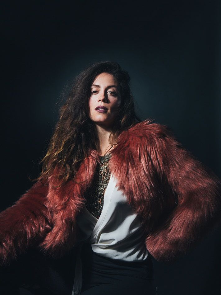 Rose Quartz Faux Fur Bomber SpiritHood on Female Model