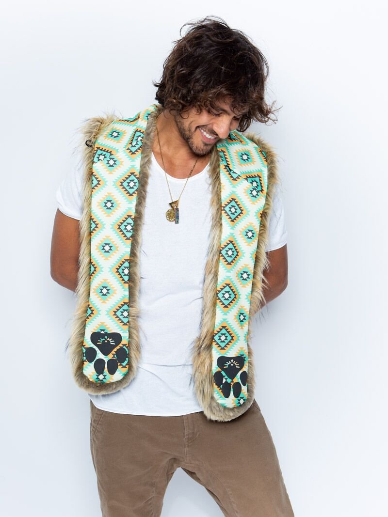 Man wearing faux fur Segera Wolf Collector Edition SpiritHood