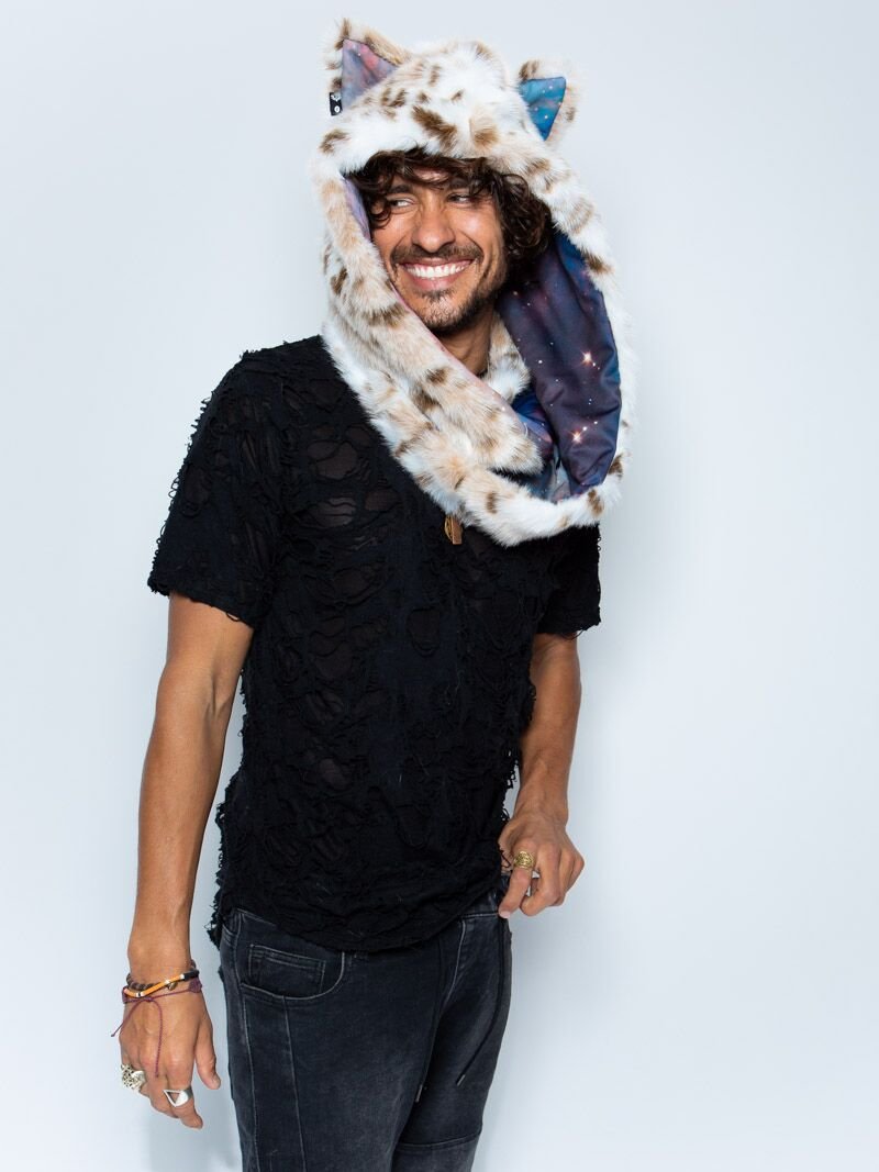 Brown and White Faux Fur Siberian SL Infinity Galaxy CE SpiritHood on Male