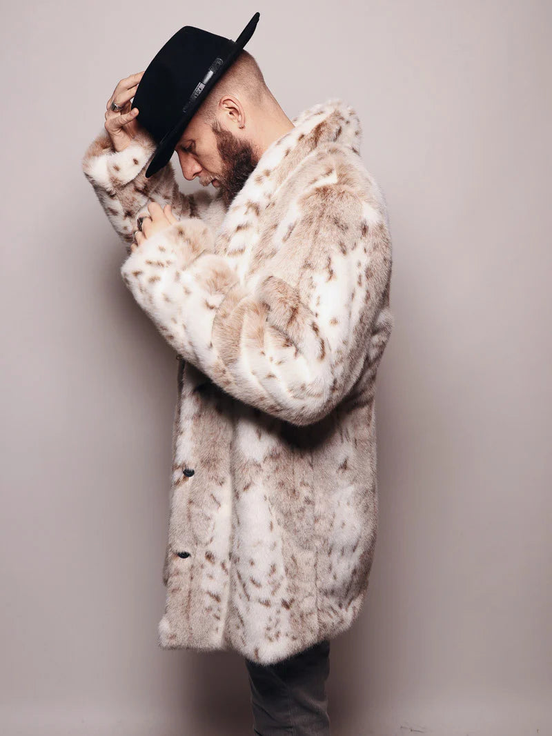 *Almost Purfect* Collared Siberian Snow Leopard Faux Fur Coat