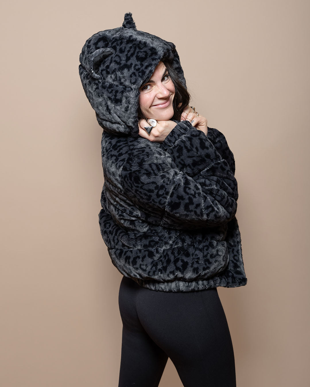Slate Leopard Classic ULTRA SOFT Faux Fur Puffer Jacket | Women&#39;s