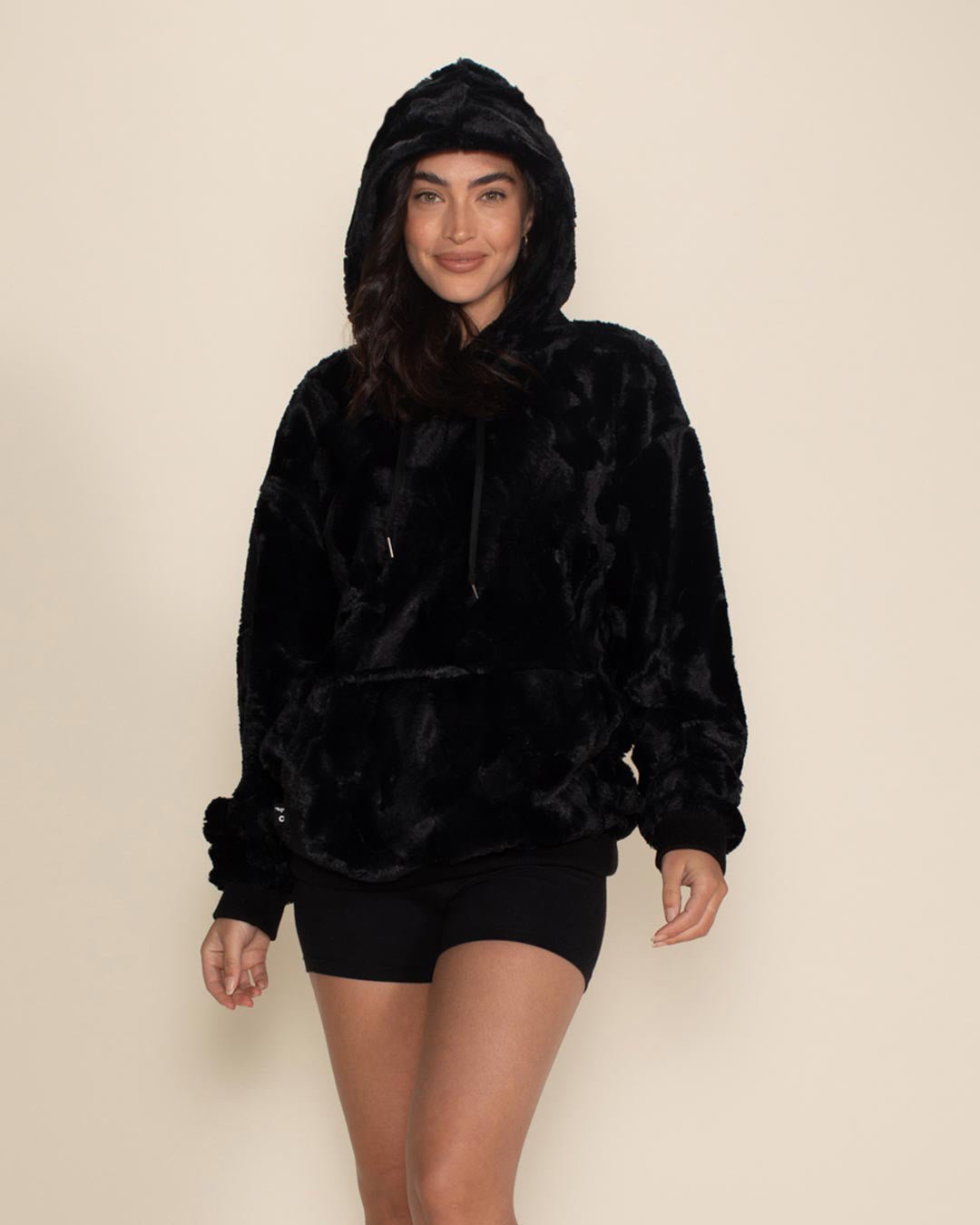 Women s Fur Hoodie Black Panther