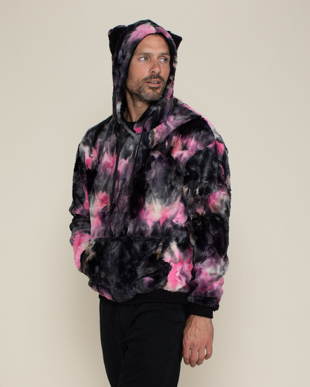 Ink Spotted Leopard Classic ULTRA SOFT Faux Fur Hoodie | Men&#39;s
