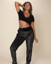 Black Snakeskin Velvet Jogger | Women's