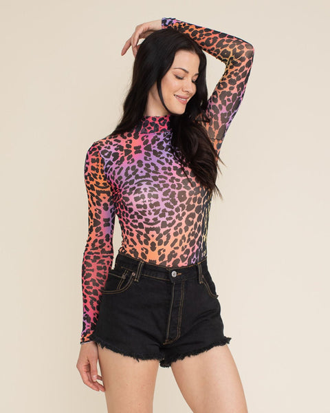 Mesh Bodysuit Colorful Sunset Leopard SpiritHoods