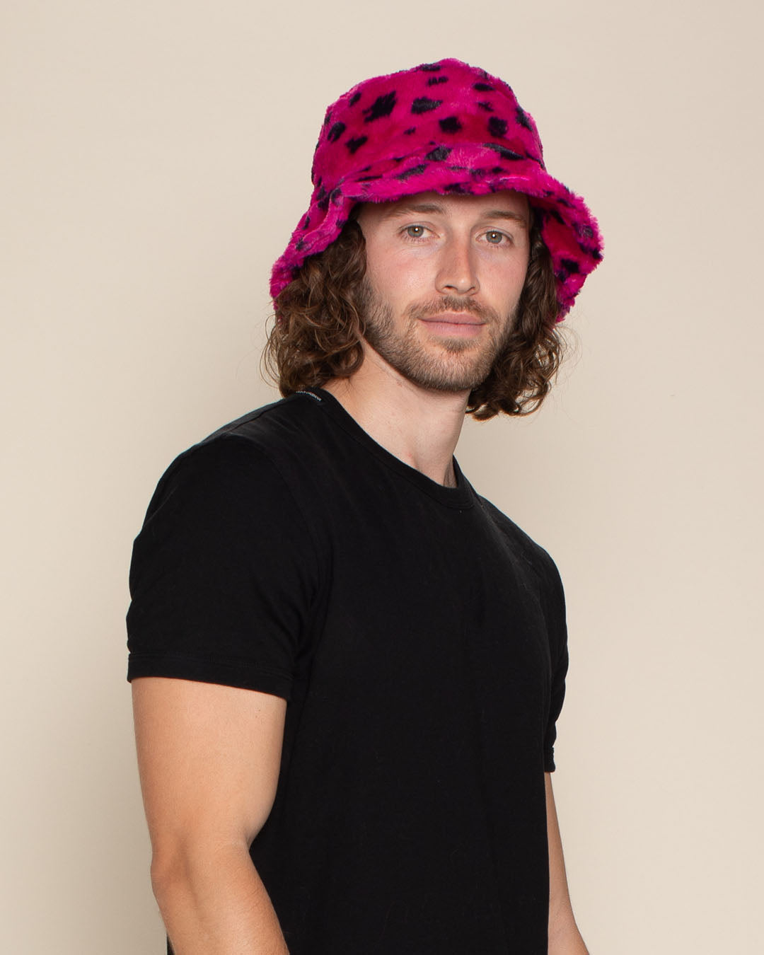 Pink Cheetah Faux Fur Bucket Hat | Men&#39;s