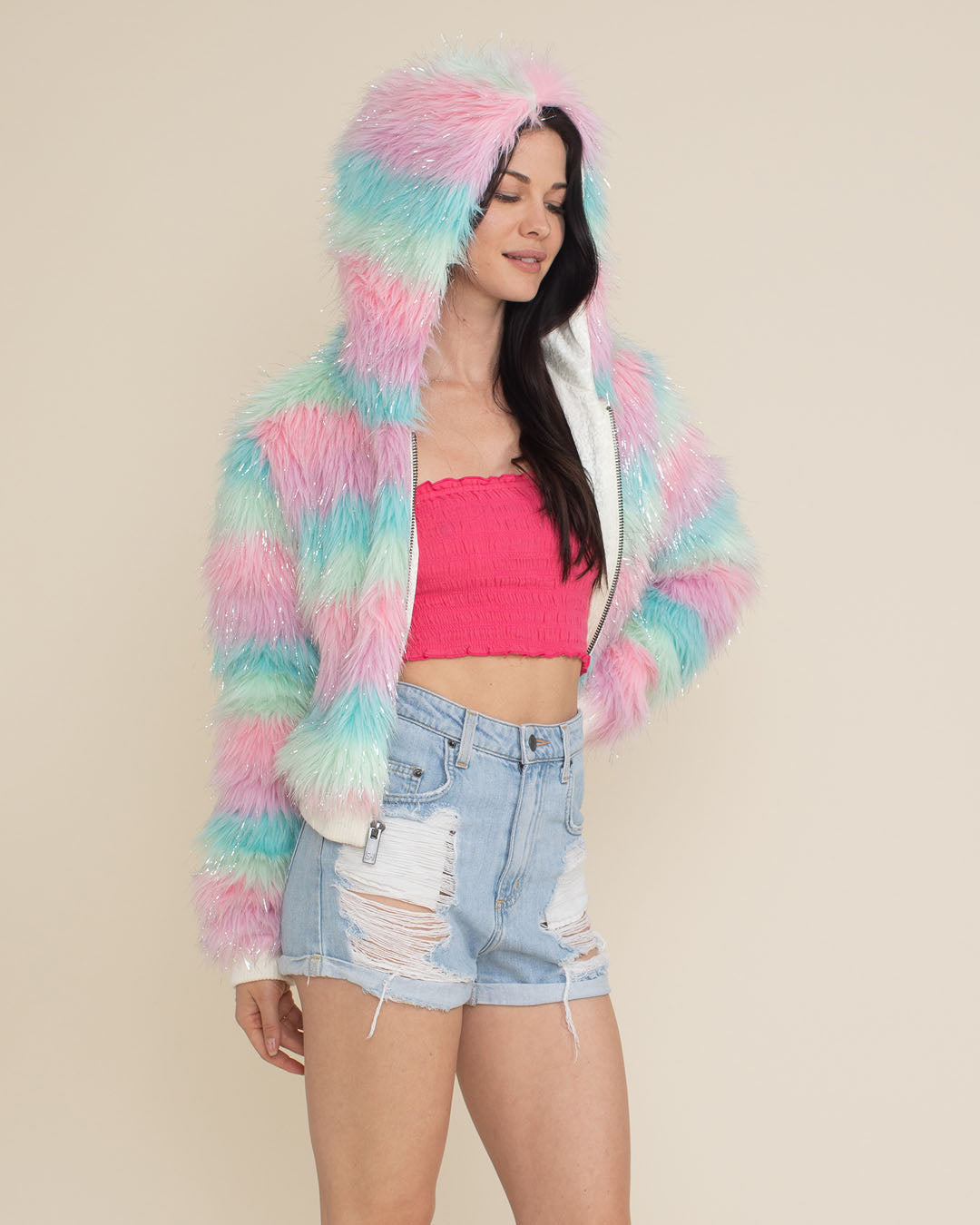 Doll Party Hooded Collector Edition Faux Fur Cropped Jacket | Women&#39;s