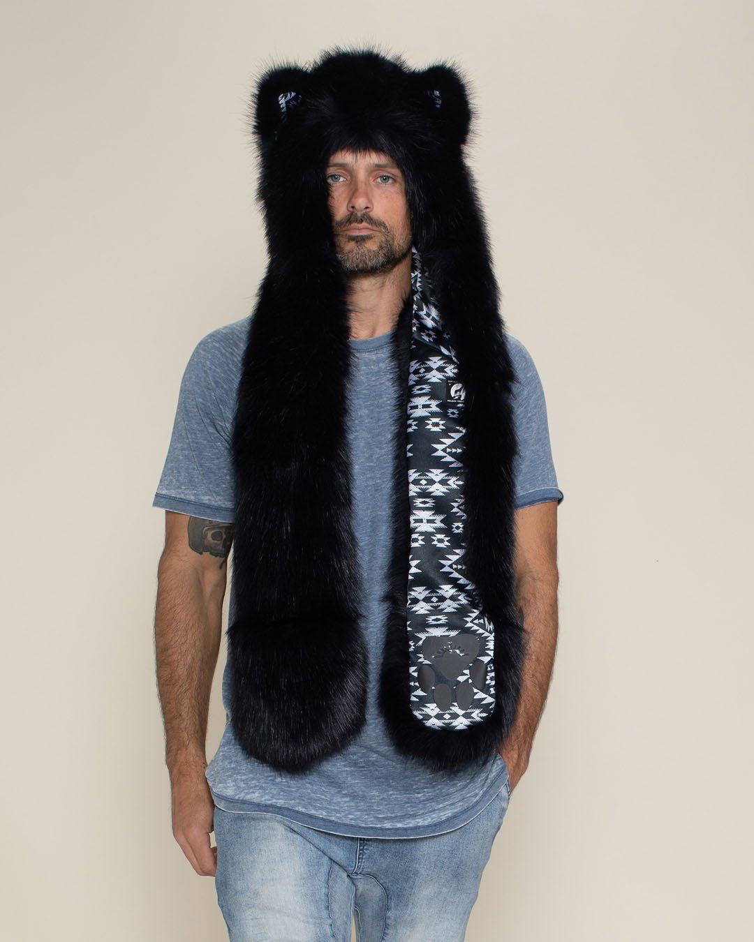 Santa Fe Black Wolf Luxe Collector Edition Faux Fur Hood | Men's