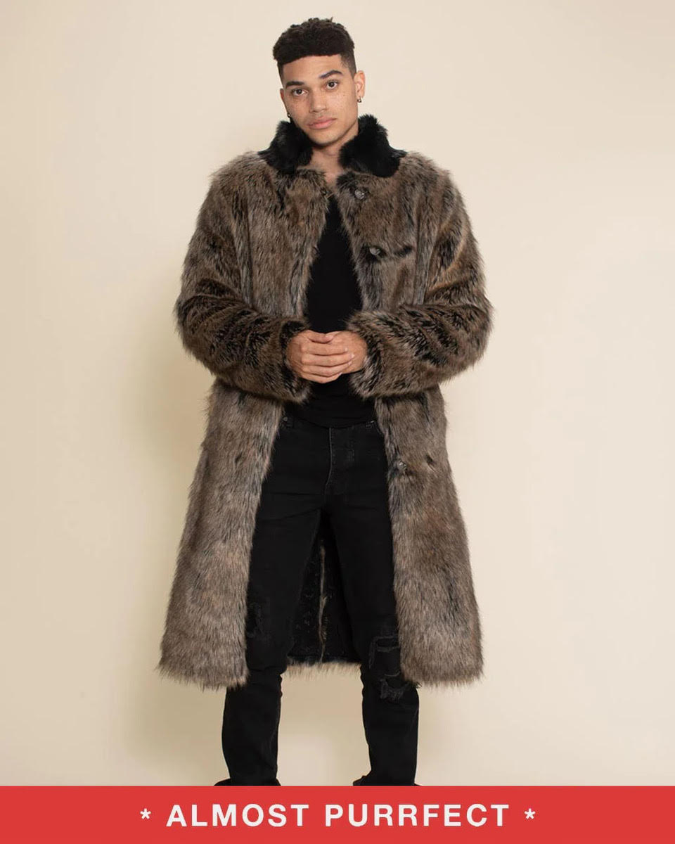*Almost Purfect*  Dire Wolf Faux Fur Calf Length Coat
