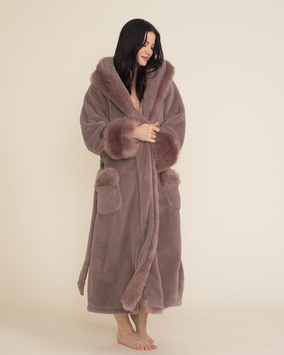 Fur Robe Bottom Half Mauve Kitty Classic Faux Fur Robe for Women | SpiritHoods