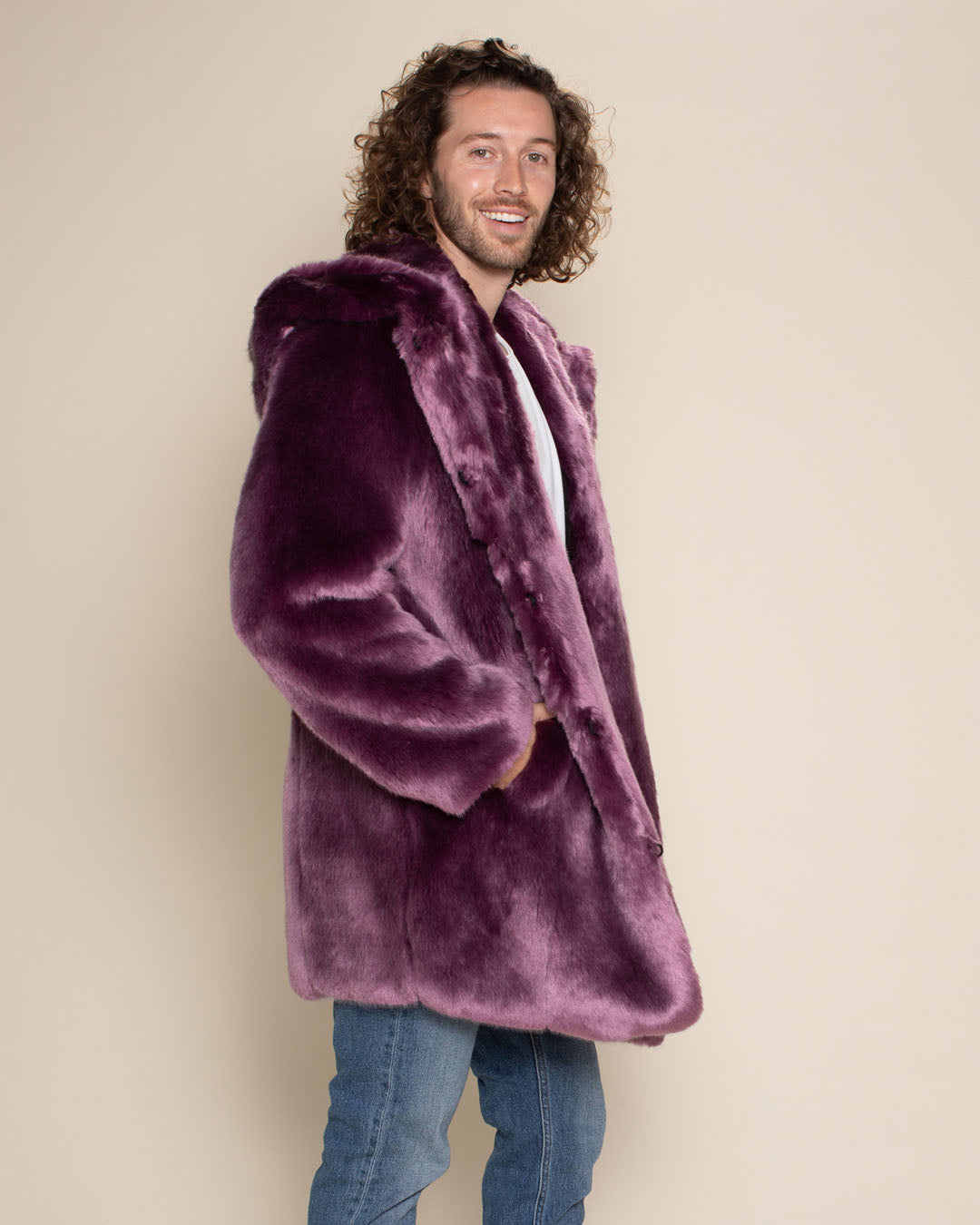 SpiritHoods Men's Flamingo Wolf Classic Faux Fur Coat