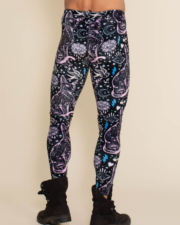 Men s Leggings Black and Pink Sailor Cat SpiritHoods
