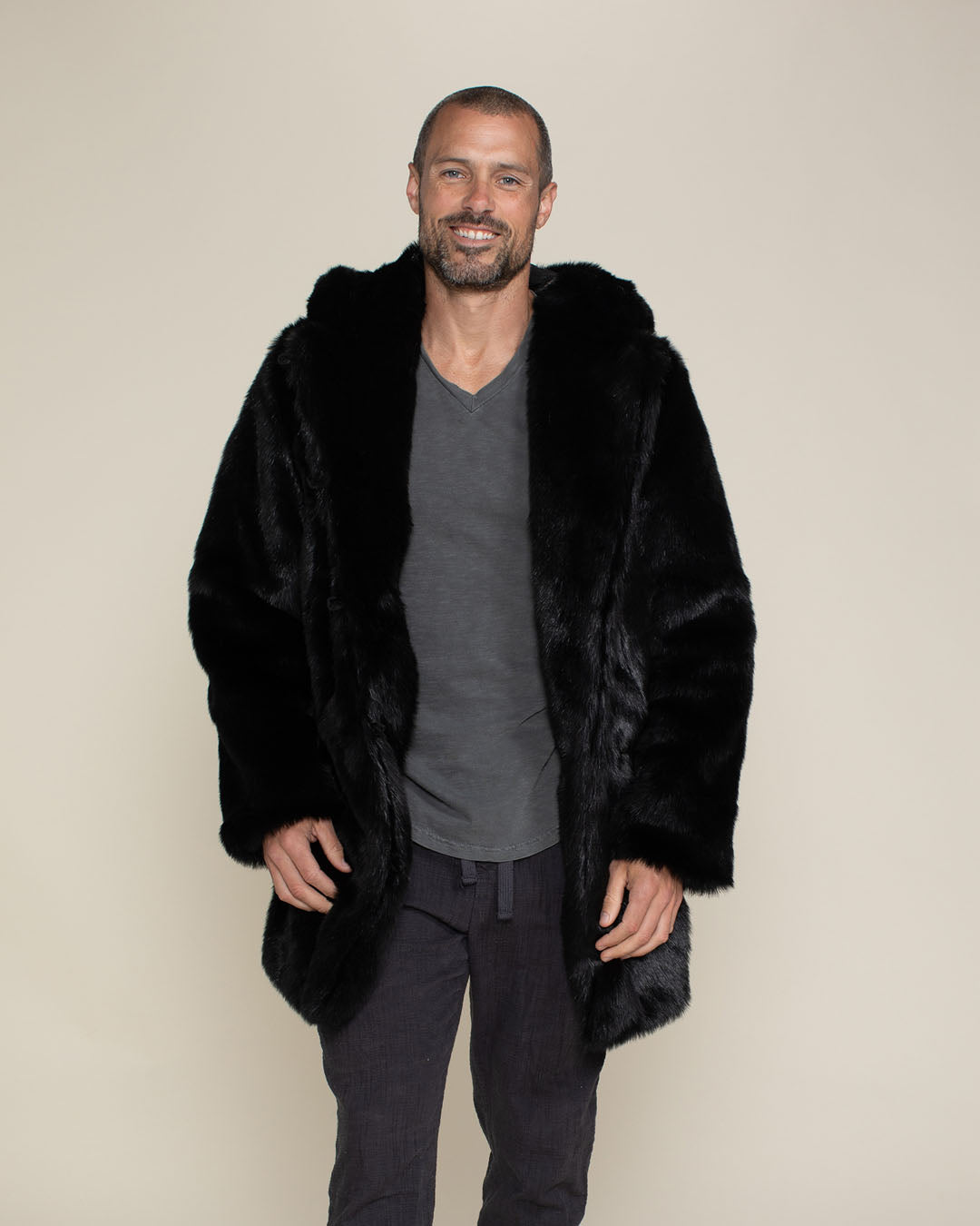 Black Panther Classic Men's Faux Fur Coat | SpiritHoods L / Black