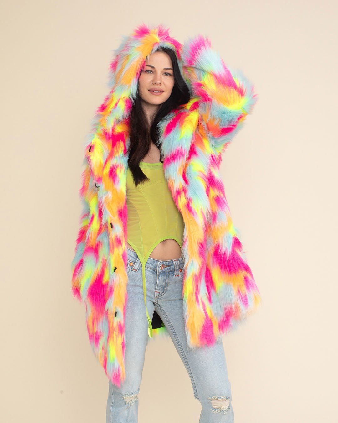 Faux Fur Hooded Coat