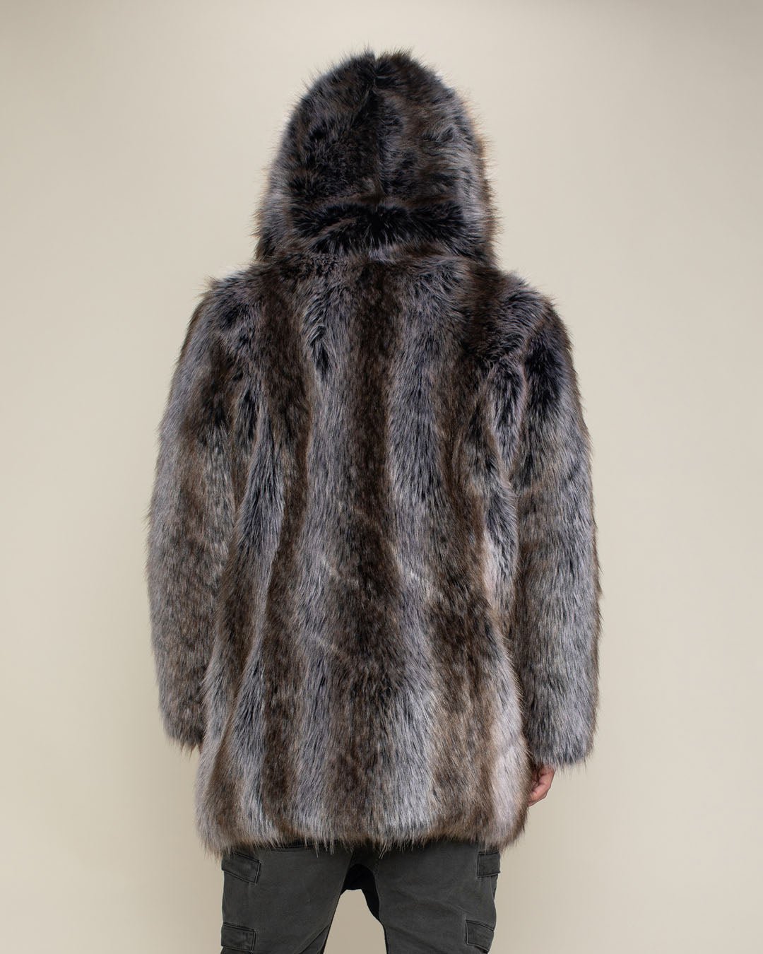 Men's Faux Fur Coat With Hood Grey Wolf SpiritHoods