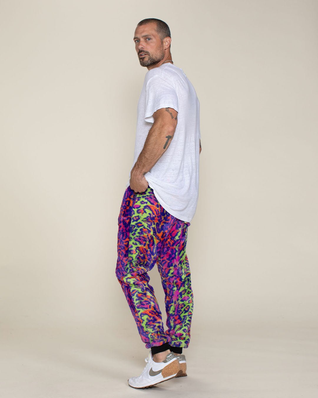Men s Designer Sweatpants Neon Disco Cat