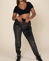 Black Snakeskin Velvet Jogger | Women's