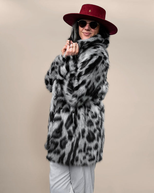 Women's Faux Fur Coat Himalayan Snow Leopard Print