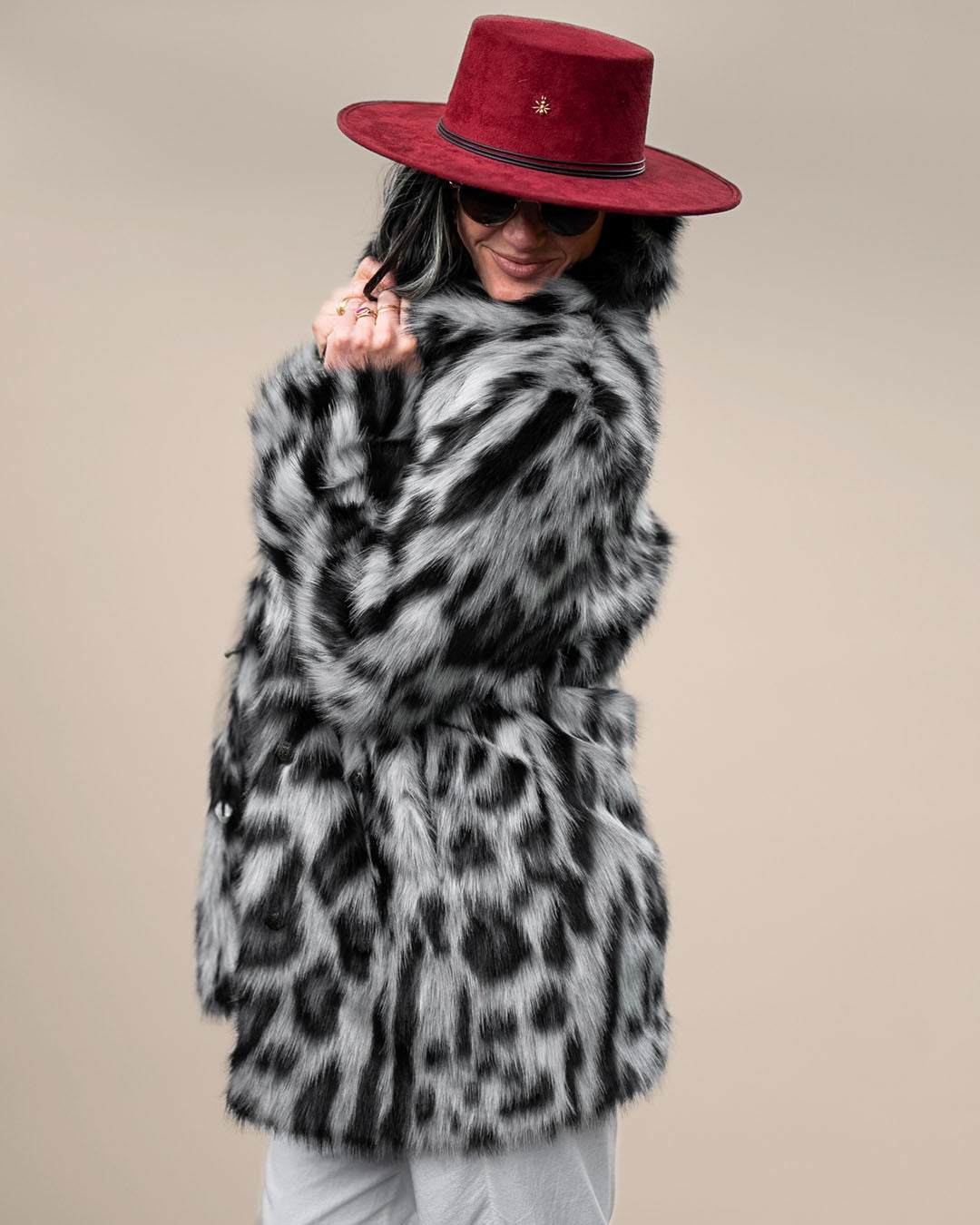 Himalayan Snow Leopard Collared Collector Edition Faux Fur Coat | Women's