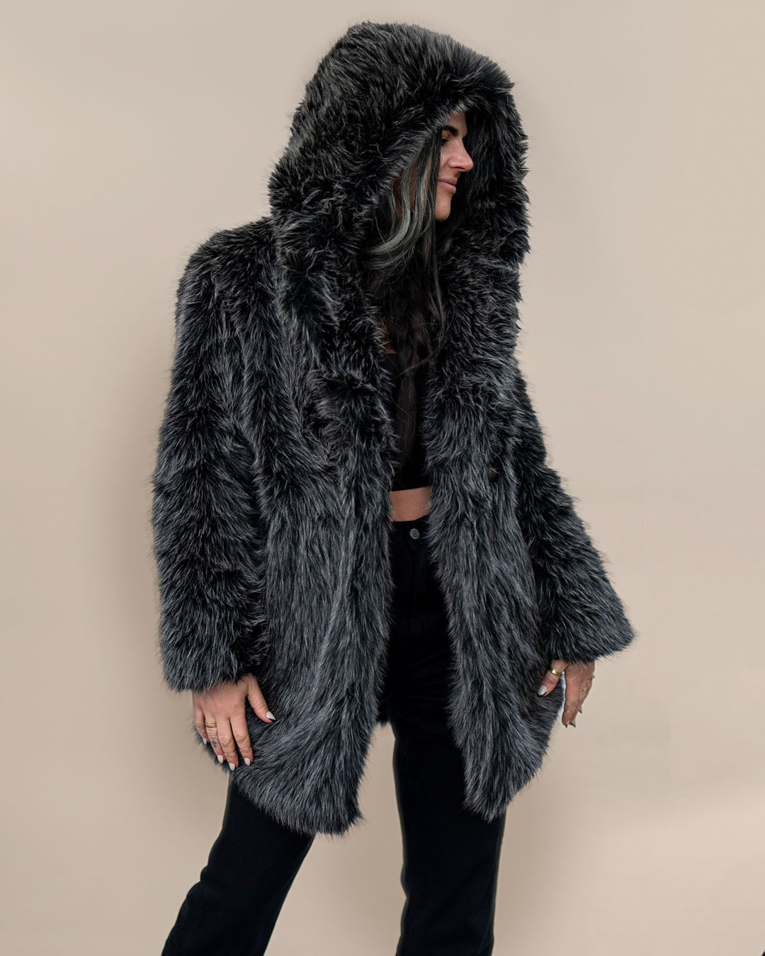 Mackenzie River Wolf Hooded Collector Edition Faux Fur Coat | Women's