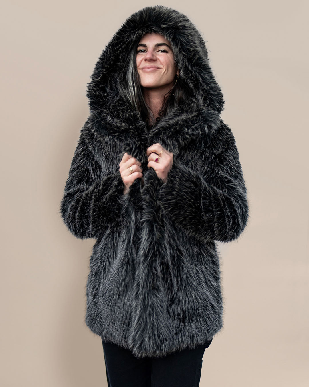 Mackenzie River Wolf Hooded Collector Edition Faux Fur Coat | Women&#39;s