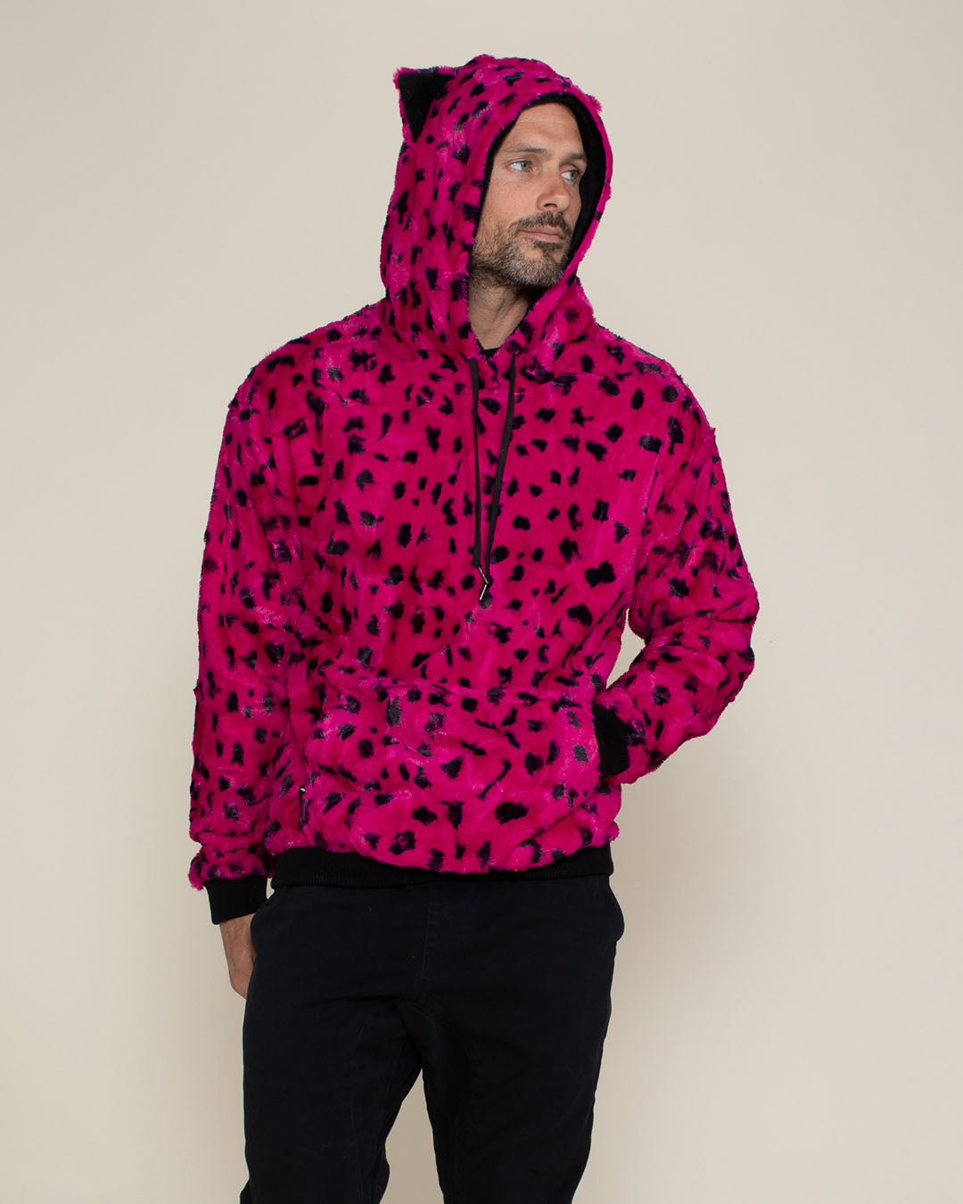 Pink Cheetah Classic ULTRA SOFT Faux Fur Hoodie | Men&#39;s