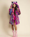 Classic Women's Pink & Blue Faux Fur Coat | Neon Disco Cat