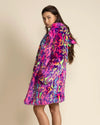 Classic Women's Pink & Blue Faux Fur Coat | Neon Disco Cat