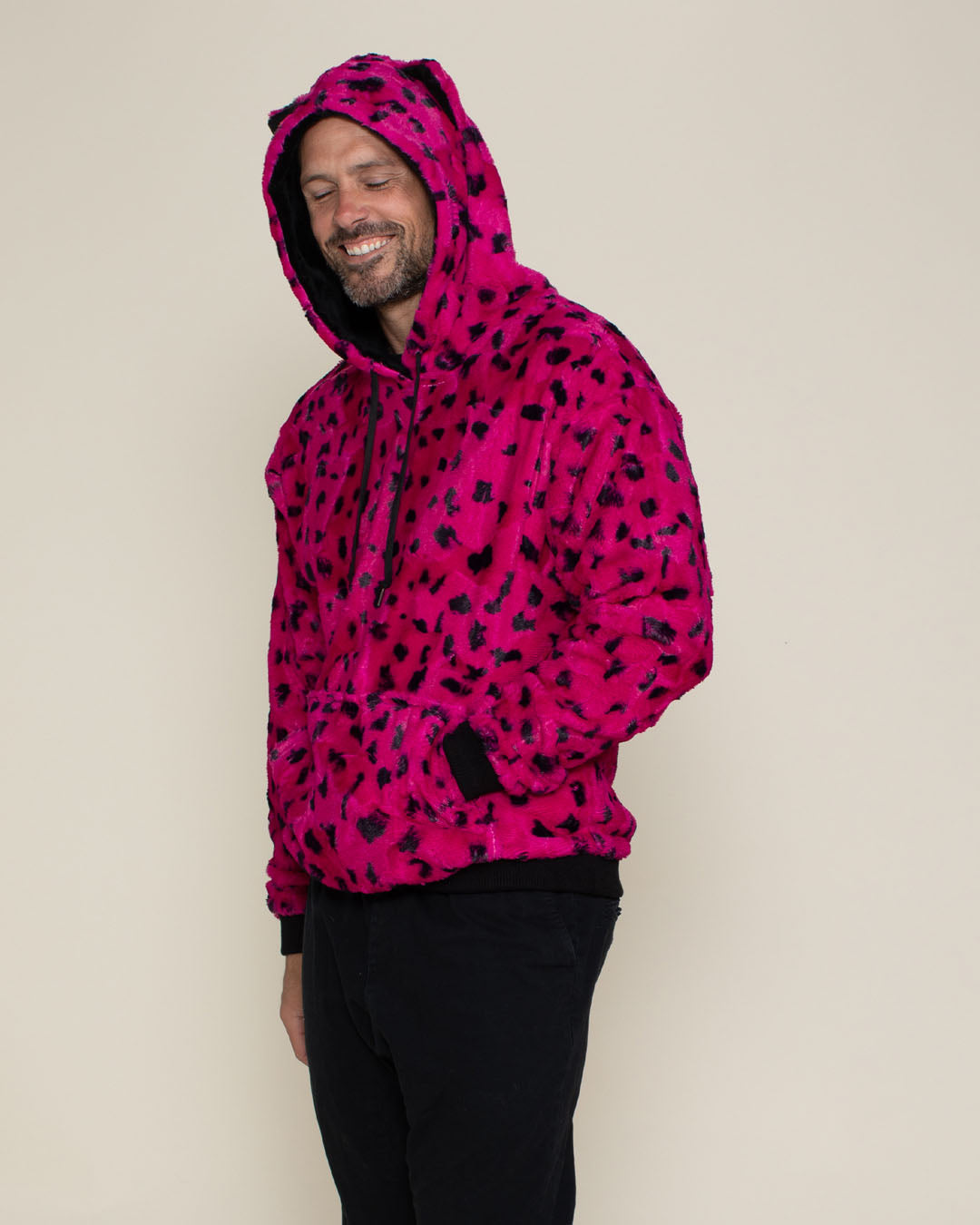 Pink Cheetah Classic ULTRA SOFT Faux Fur Hoodie | Men&#39;s