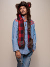 Man wearing faux fur Brown Bear SpiritHood, front view 1