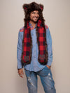 Man wearing faux fur Brown Bear SpiritHood, front view 5
