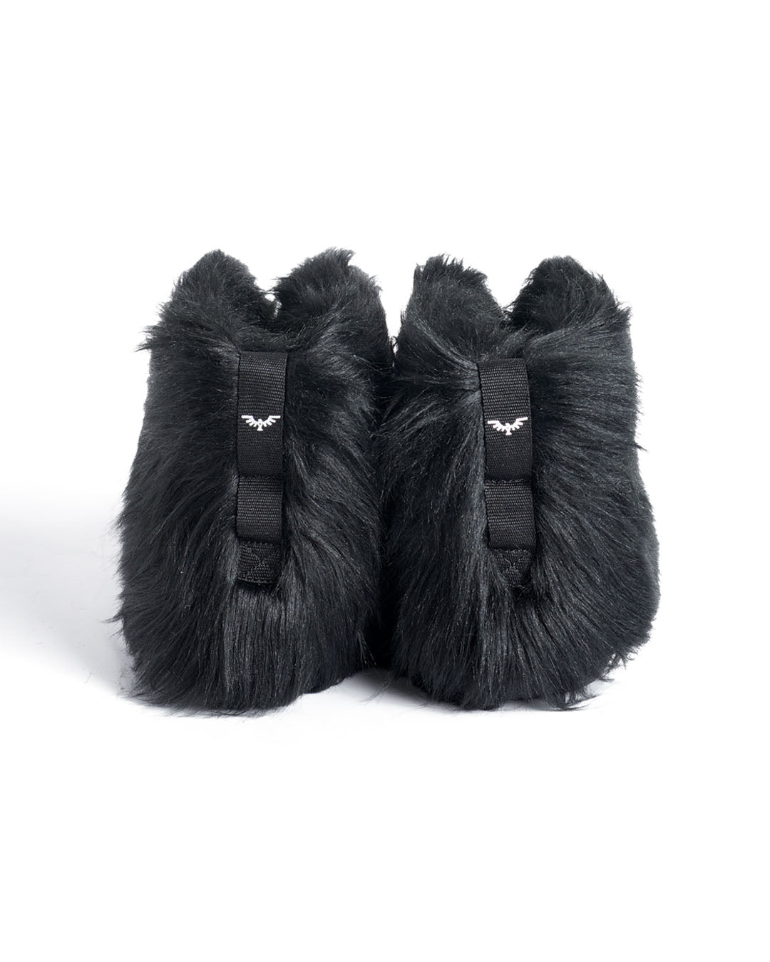 Black Wolf Faux Fur Slipper Bootie